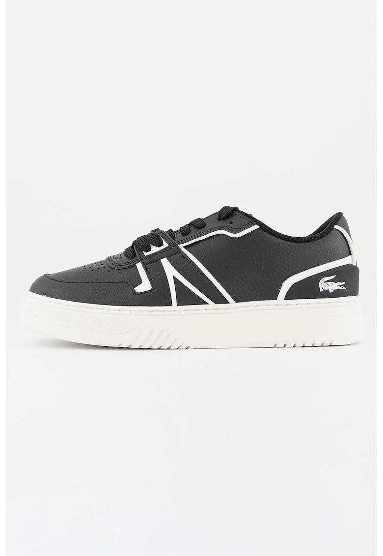 Pantofi sport din piele cu detaliu logo, Alb/Negru