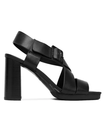 Sandale dama G-Star Raw, piele naturala, toc stabil, negru, sistem inchidere catarama,