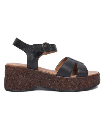 Sandale dama,  piele naturala, negru, catarama,