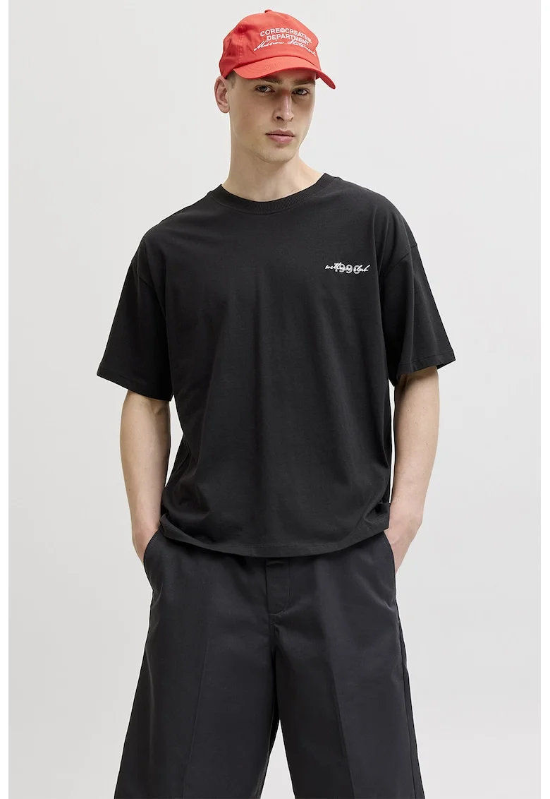 Tricou cu imprimeu foto pe partea din spate, Negru