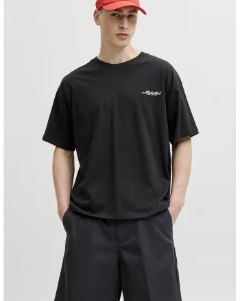 Tricou cu imprimeu foto pe partea din spate, Negru