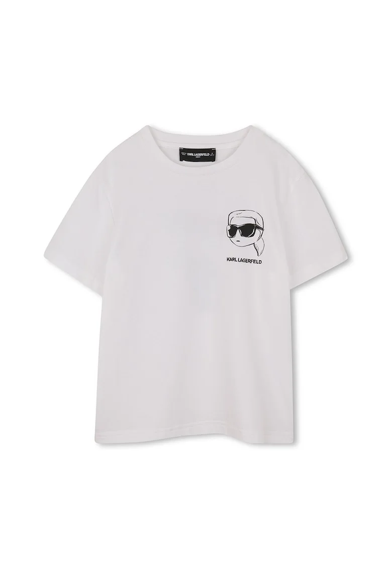 Tricou din bumbac cu imprimeu logo, Negru stins/Alb optic
