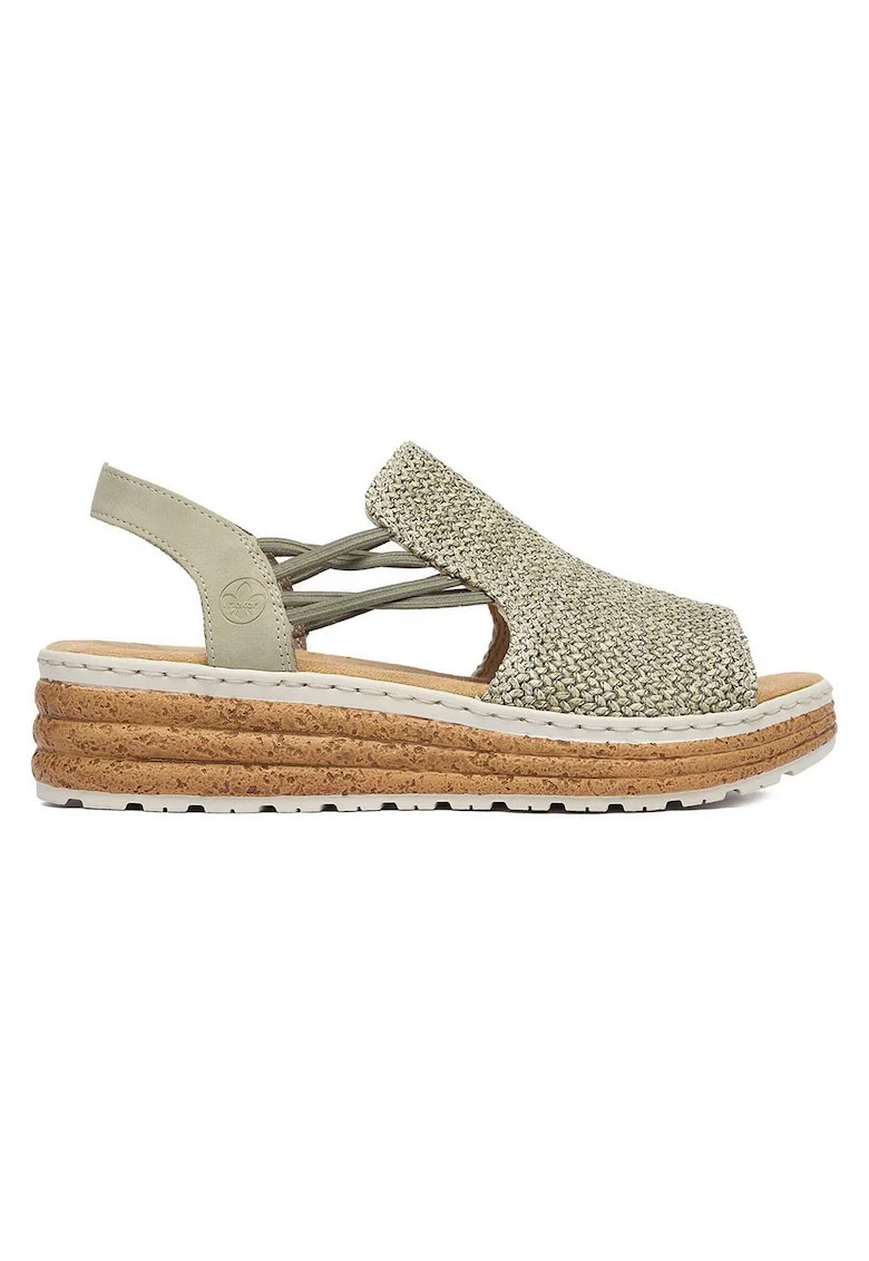 Sandale dama  confortabile, verde, imitatie de piele, platforma,