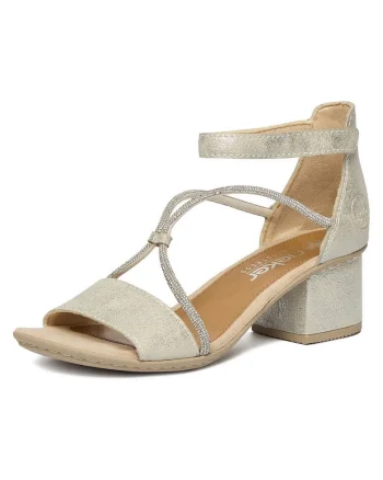 Sandale dama  argintii, piele ecologica, toc bloc, inchidere velcro