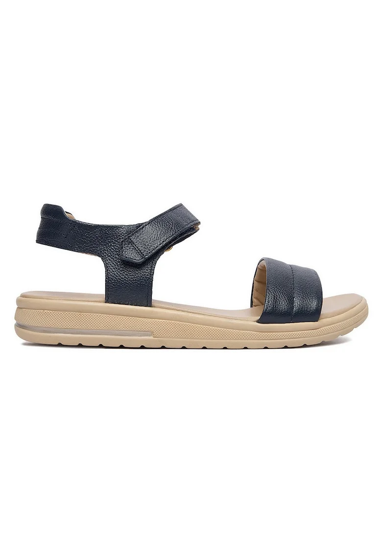 Sandale dama  piele naturala, velcro, bleumarin, casual