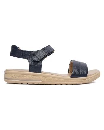 Sandale dama  piele naturala, velcro, bleumarin, casual