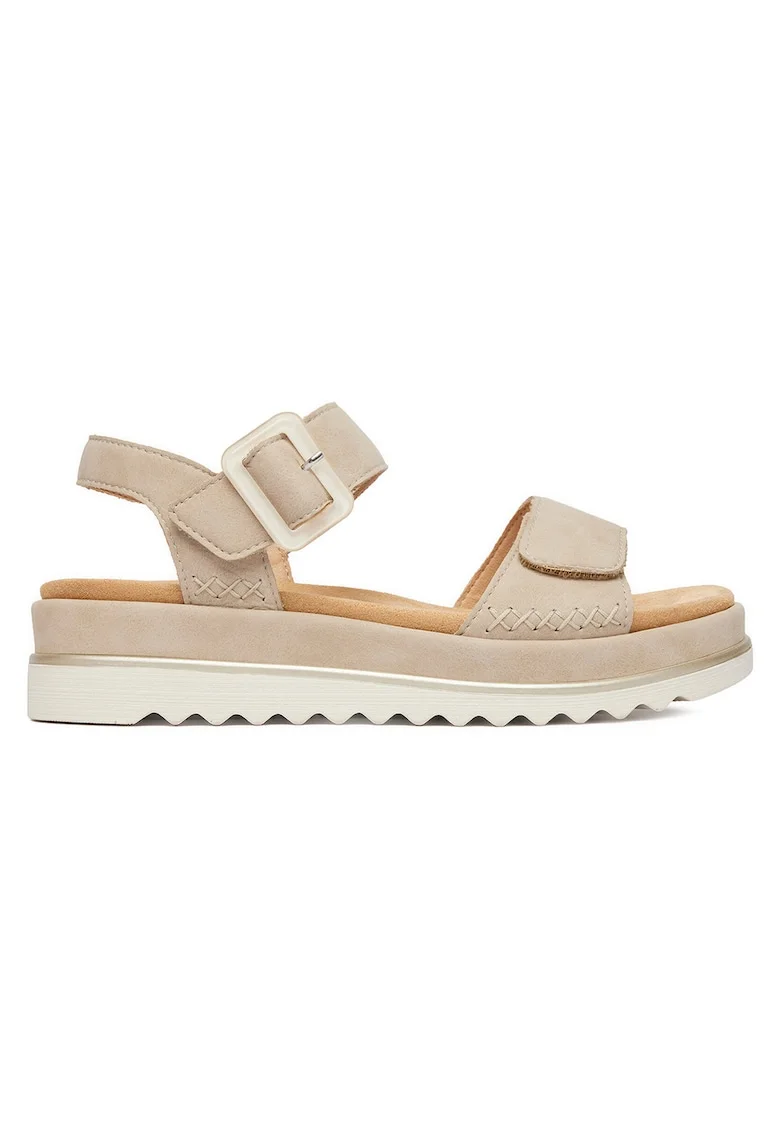 Sandale dama  piele naturala, velcro, bej,