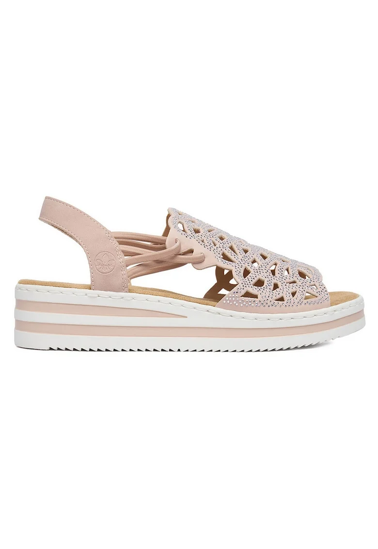 Sandale dama  platforma, roz, piele ecologica, stil casual