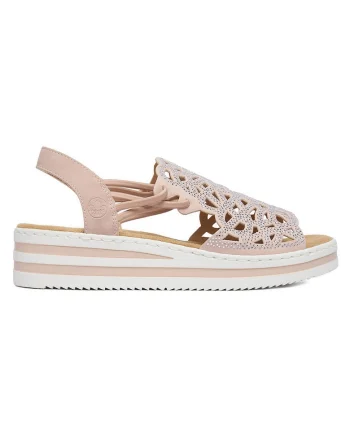 Sandale dama  platforma, roz, piele ecologica, stil casual
