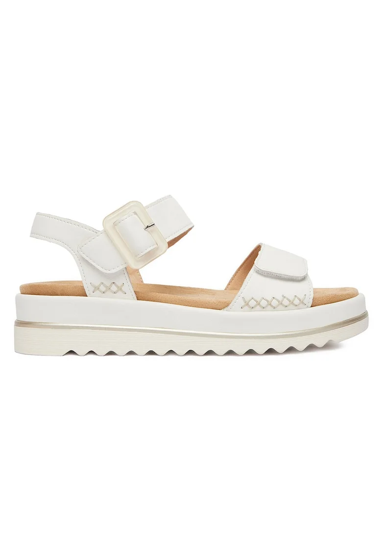 Sandale dama,  piele naturala, alb, sistem inchidere Velcro,