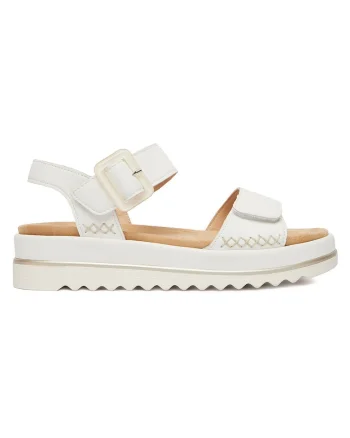 Sandale dama,  piele naturala, alb, sistem inchidere Velcro,