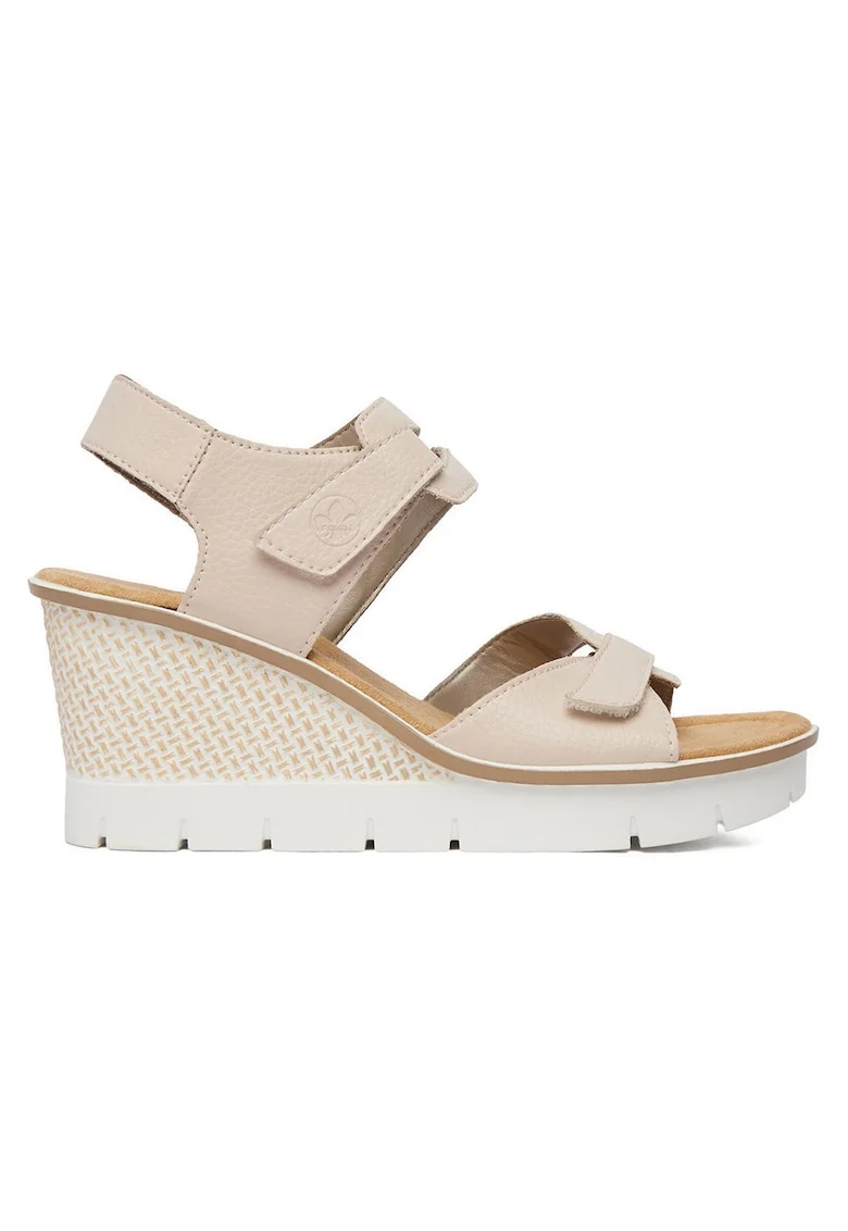 Sandale dama  bej, piele naturala/sintetic, sistem inchidere velcro, stil casual,