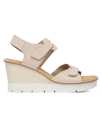 Sandale dama  bej, piele naturala/sintetic, sistem inchidere velcro, stil casual,