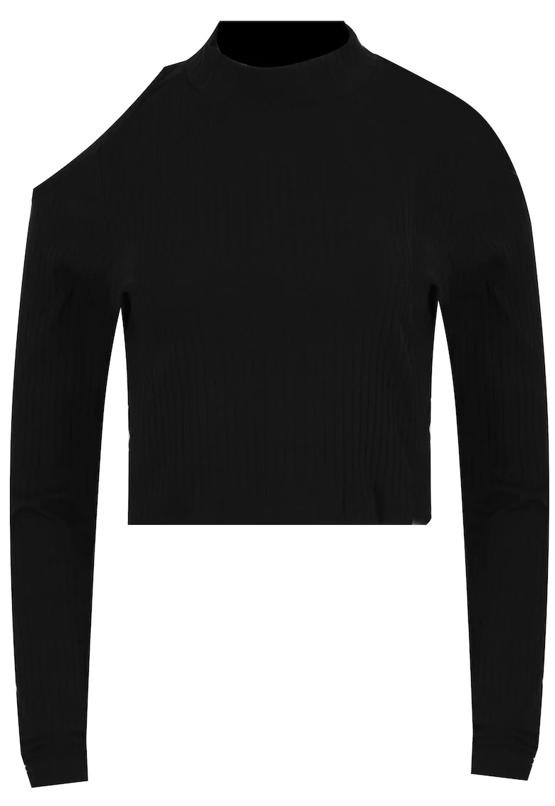 Bluza dama,  Yoga Rib, maneca lunga, negru, bumbac
