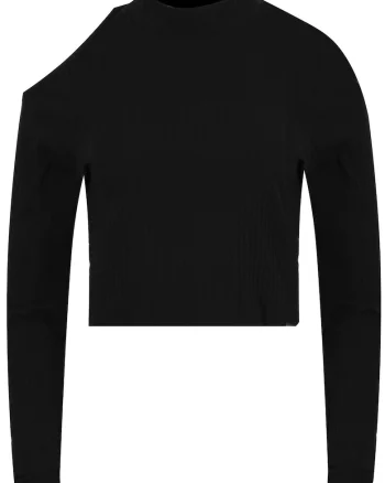 Bluza dama,  Yoga Rib, maneca lunga, negru, bumbac