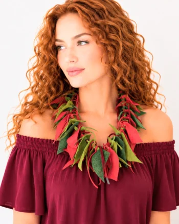 Colier handmade unicat din piele naturala,nuante bordeaux,olive ,verde