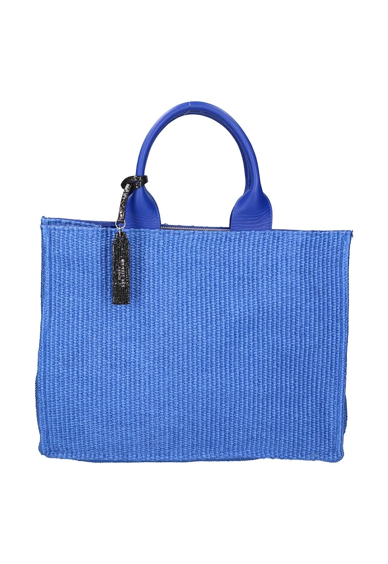 Geanta de piele si material textil cu maner