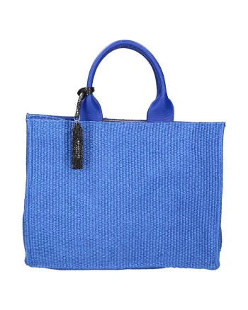 Geanta de piele si material textil cu maner
