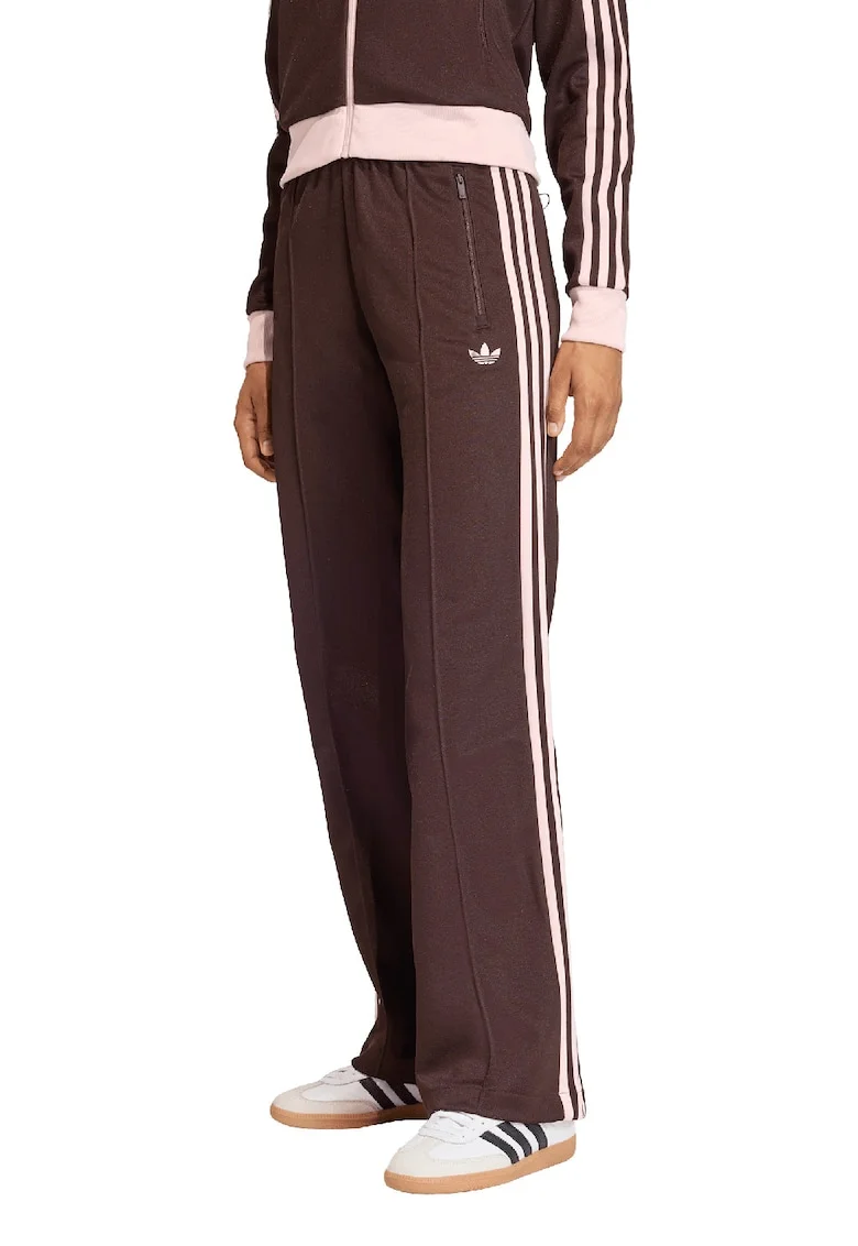 Pantaloni de trening drepti cu buzunare cu fermoar Classic, Maro/Roz