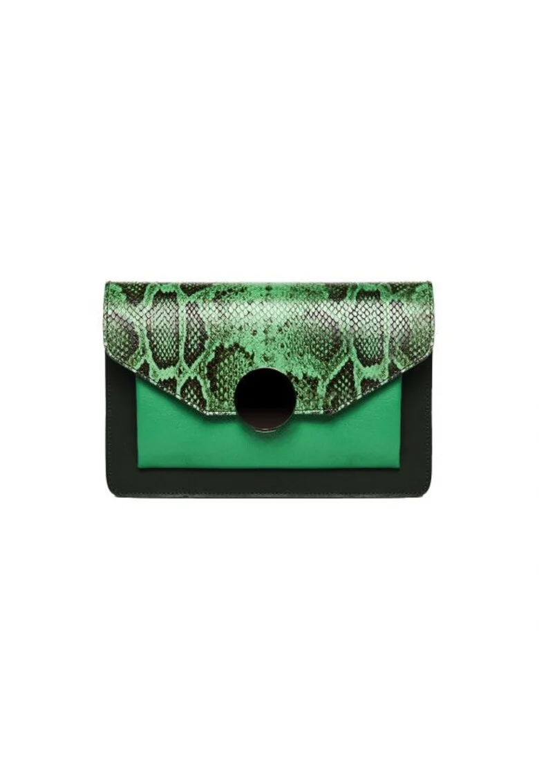 Geanta dama piele,  Ivona, verde, 26x7x18 cm