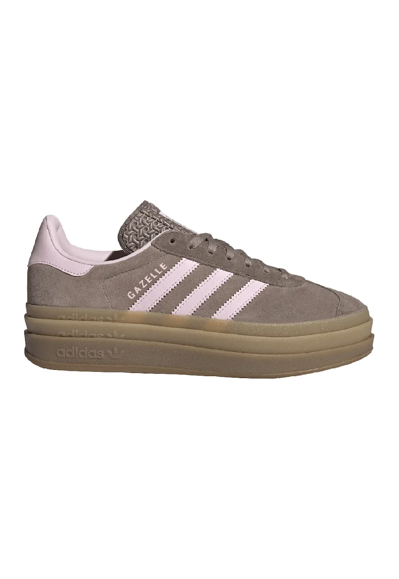 Pantofi sport flatform din piele intoarsa cu garnituri din material sintetic Gazelle Bold, Maro inchis/Roz