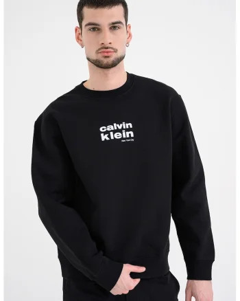 Bluza de trening din amestec de bumbac cu imprimeu logo, Negru