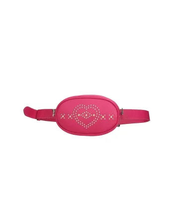 Borseta din piele cu aplicatii cu nituri, Fucsia