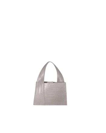 Geanta din piele cu model de crocodil cu maner, Gri