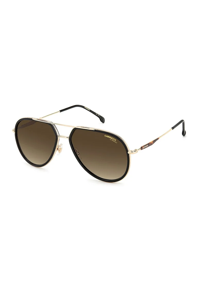 Ochelari de soare aviator unisex cu lentile in degrade, Auriu, Maro,
