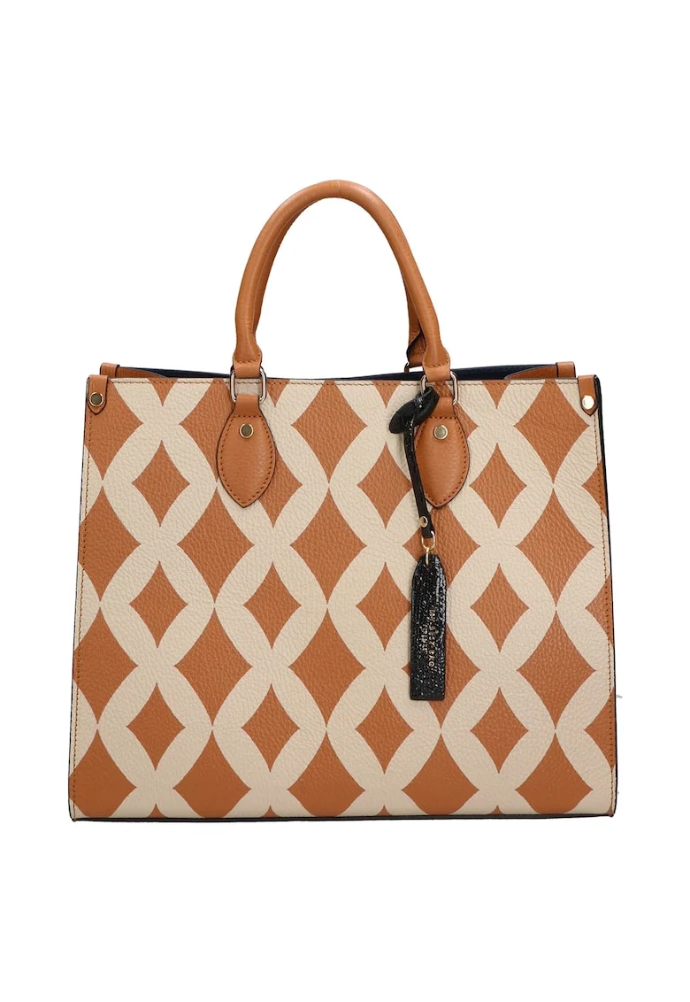 Geanta tote de piele cu model 37655, Maro cognac