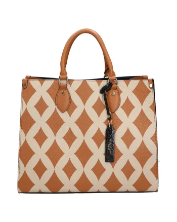 Geanta tote de piele cu model 37655, Maro cognac