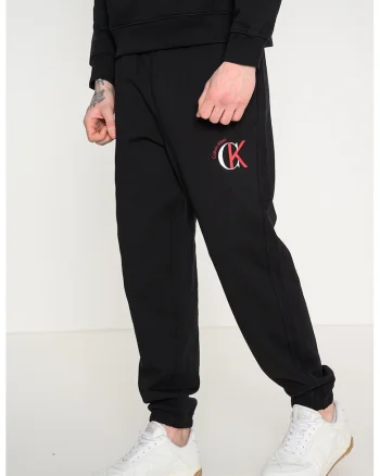 Pantaloni de trening cu talie elastica si logo, Negru