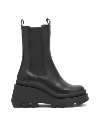 Botine dama,  590559, Piele naturala, Negru,