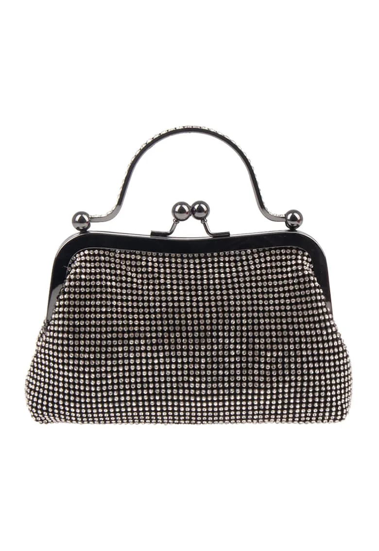 Geanta minaudiere cu strasuri, Negru