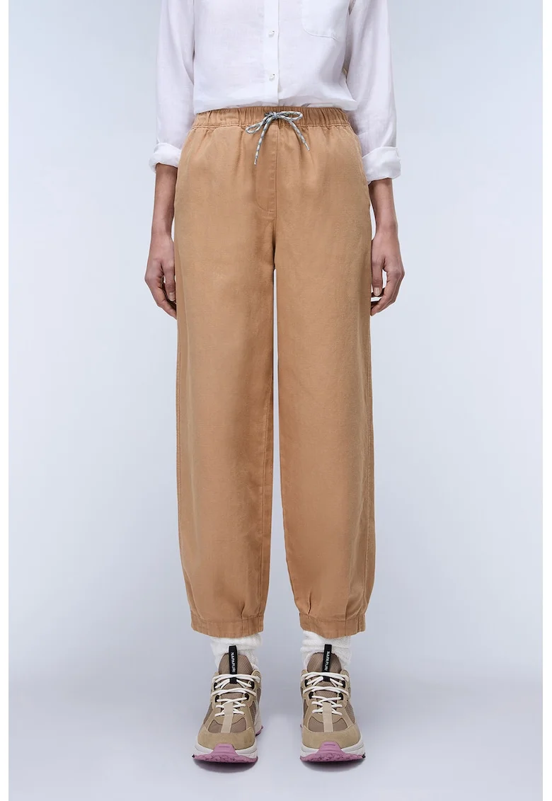 Pantaloni relaxed-fit cu buzunare si talie medie, Maro camel
