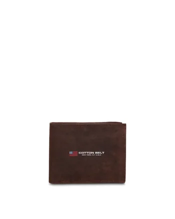 Portofel din piele cu detaliu logo, Maro inchis