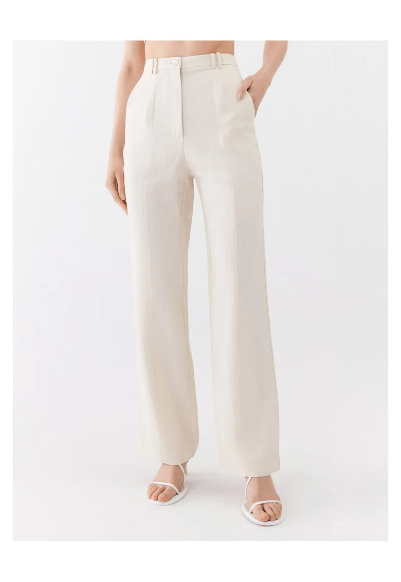 Pantaloni dama,  largi, ecru,