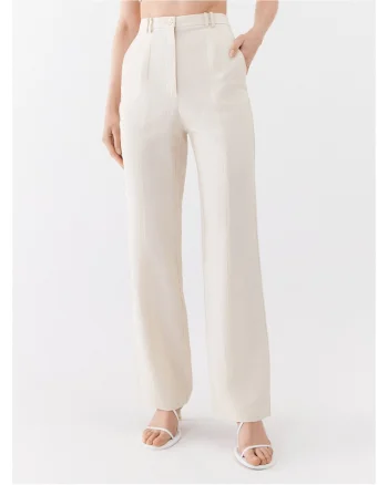 Pantaloni dama,  largi, ecru,