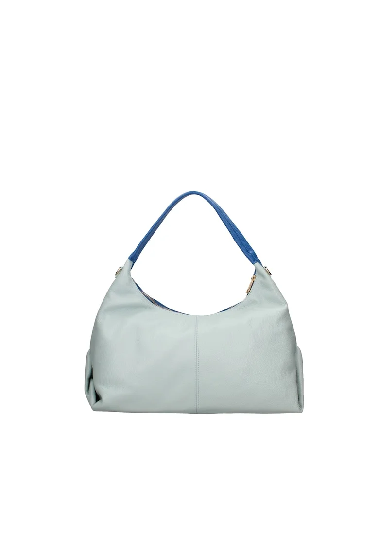Geanta hobo de piele, Albastru royal/Albastru deschis