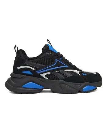 Adidasi barbati,  piele naturala, negru cu albastru,