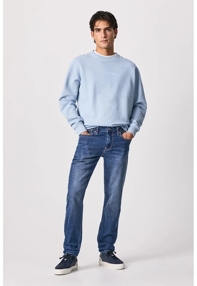 Blugi slim fit cu aspect decolorat Hatch, Bleumarin