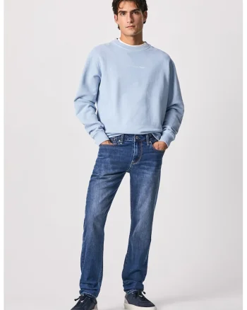 Blugi slim fit cu aspect decolorat Hatch, Bleumarin
