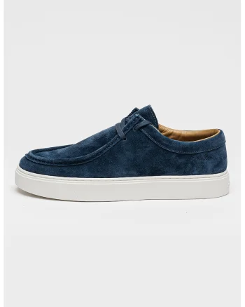 Pantofi casual din piele intoarsa, Alb/Albastru inchis