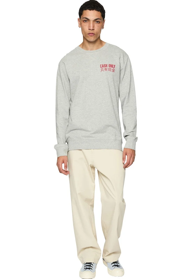 Bluza de trening cu imprimeu text, Gri