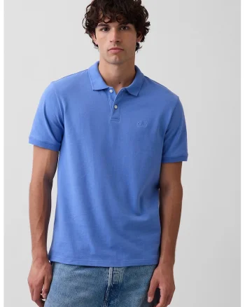 Tricou polo cu logo brodat, Albastru lavanda