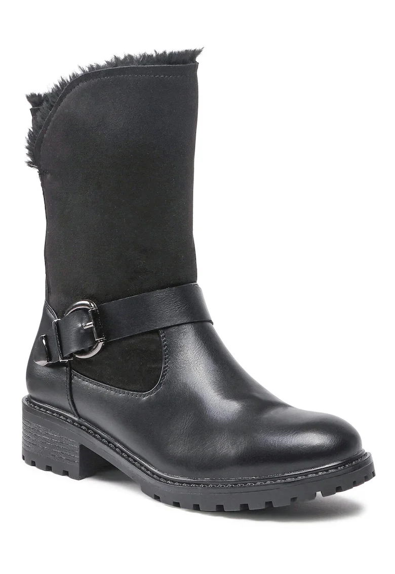 Botine de dama,  material textil, negrufwqd, Negru