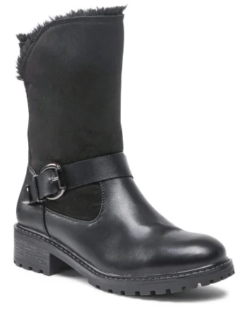 Botine de dama,  material textil, negrufwqd, Negru