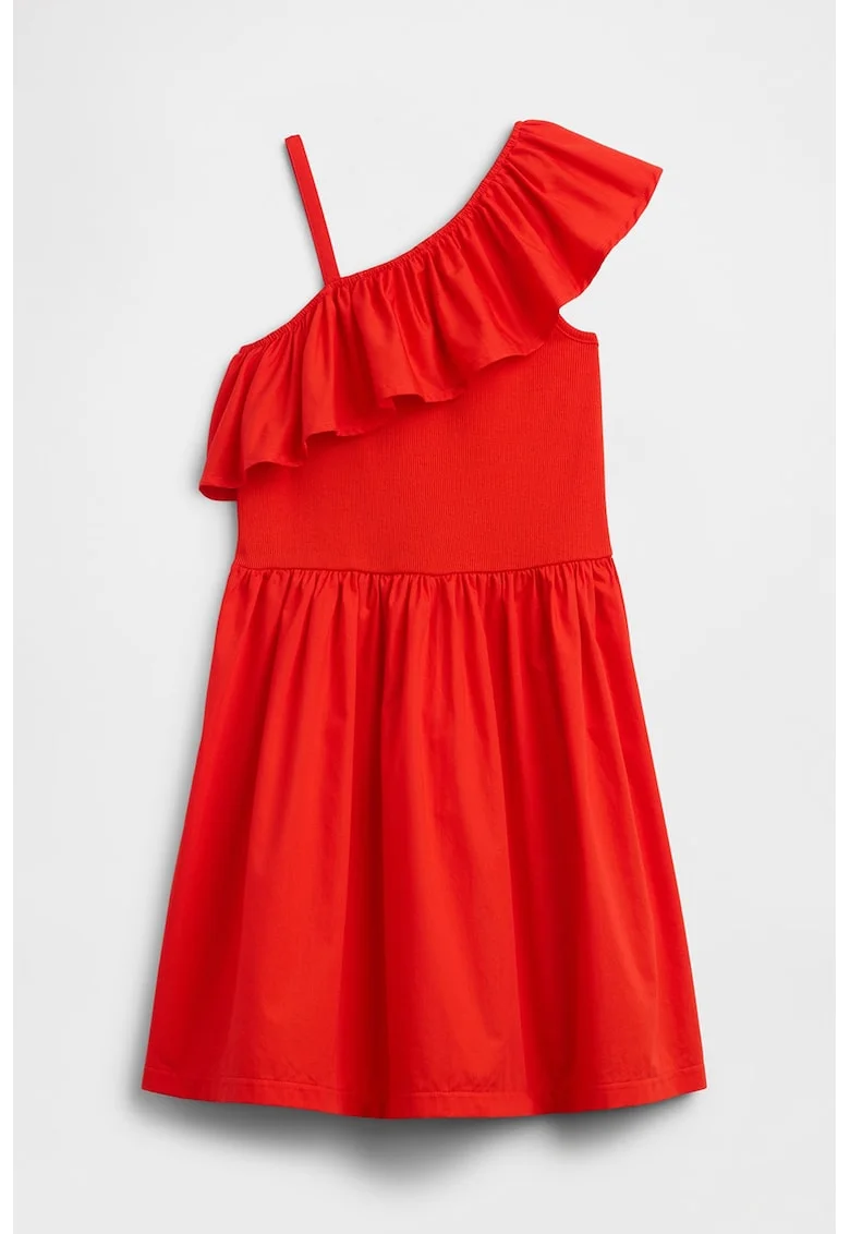 Rochie scurta cu volane, Rosu vermillion