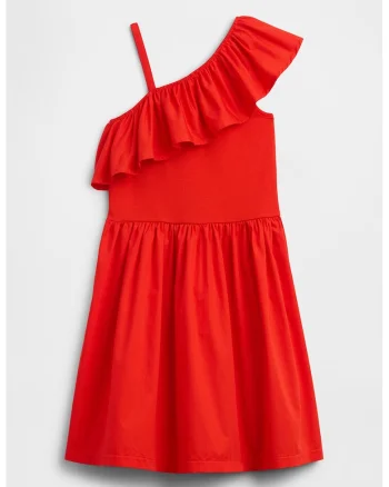 Rochie scurta cu volane, Rosu vermillion
