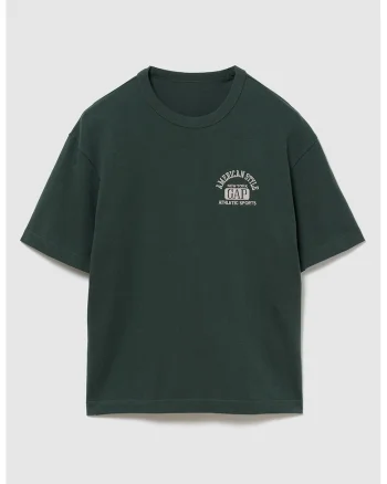 Tricou din bumbac cu logo brodat, Verde padure
